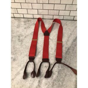 Suspenders Mens Red Button Attachment Woven Stretch Eclectic Grandpa Preppy